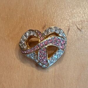 Swarovski breast cancer rhinestone pin.